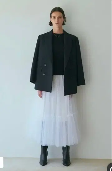 NAVE 튤 플레어 스커트 화이트