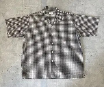 깅엄 체크 오픈 카라 셔츠 BROWN S BEAMS