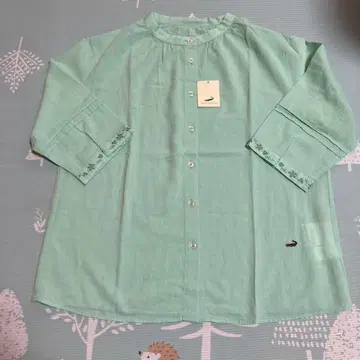 CROCODILE 민트 그린 버튼 셔츠