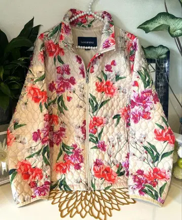 LAND'S END 플라워 프린트 퀼팅 자켓 랜즈엔드