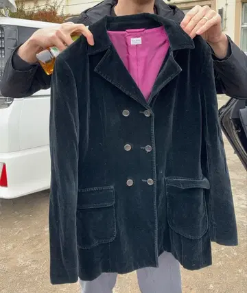 폴스미스 코듀로이 더블 브레스트 자켓 블랙