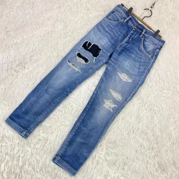 [ 1PIU1UGUALE3 ] (3) 데미지 가공 데님 팬츠