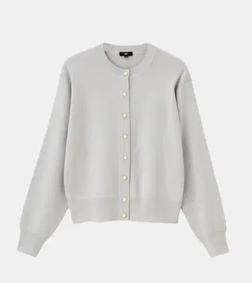 PLST UV컷 레이온 블렌드 메탈 버튼 가디건 그레이