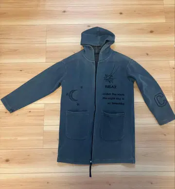 그레이 후드 부착 후드티 별과 달 자수