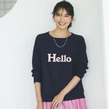 매디슨 블루 네이비 핑크 로고 맨투맨 HELLO 01