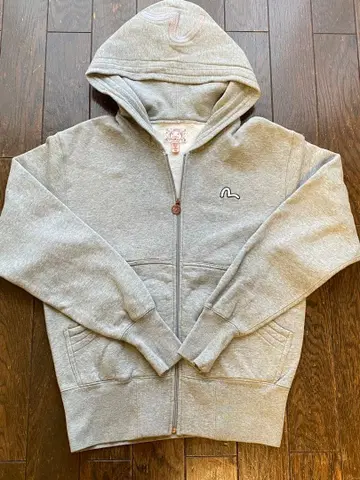 EVISU 지퍼 후드티 그레이 40 에비수 자수 갈매기