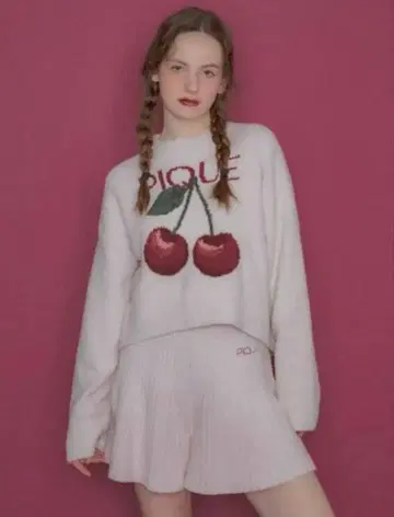 젤라또피케 체리 자카드 풀오버 리브 플레어 숏팬츠