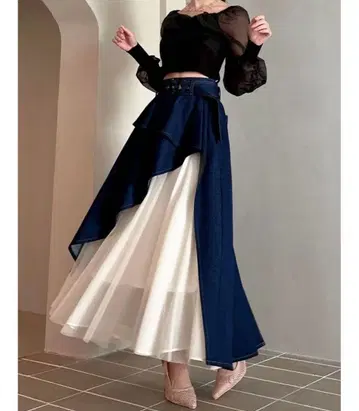 [ RESEXXY ] 튤 볼륨 스커트 인디고 블루