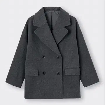 GU 코지 멜톤 오버 사이즈 하프 코트 다크 그레이 S