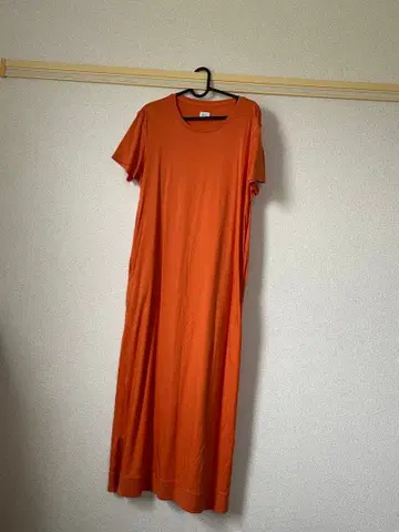 hatra 오렌지 롱 원피스 반팔