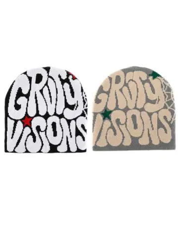 비니 니트 모자 스트릿 y2k 그런지 해외 블랙 그레이 2점