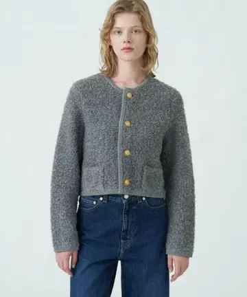 TOMORROWLAND MACPHEE 무스탕 크루넥 가디건