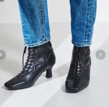 NICAL 스퀘어토 레이스업 힐 부츠 L