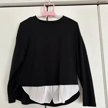 긴팔 T셔츠 블랙/화이트 M-L