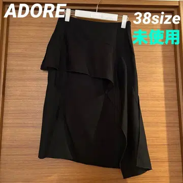 [ 미사용 ] ADORE 비대칭 블랙 스커트:38 사이즈