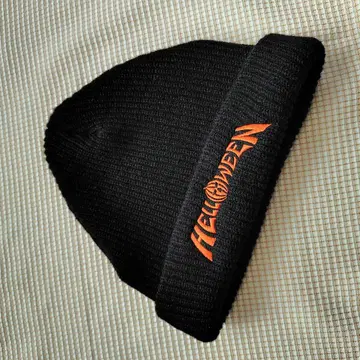 HELLOWEEN 밴딩 니트 캡 로고 자수 비니 모자
