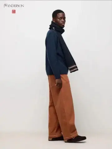 UNIQLO JW ANDERSON 와이드 핏 청바지 오렌지 30