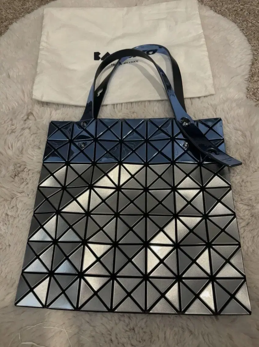 Issey Miyake Classic Silver Argyle Large Tote Bag New Tag