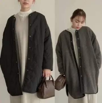 퀼팅&보아 리버서블 노카라 코트