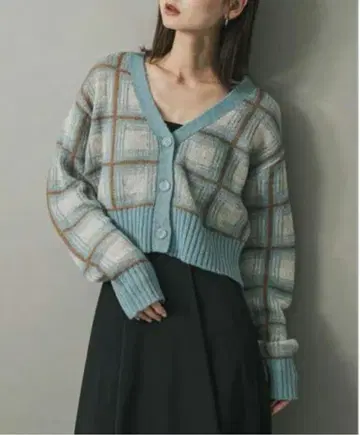 [ 새상품 택 포함 ] 센프 오브 플레이스 모헤어 체크 크롭 가디건