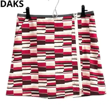 새상품급 닥스 DAKS 골프 스커트 지퍼 체크 무늬 M 핑크 계열