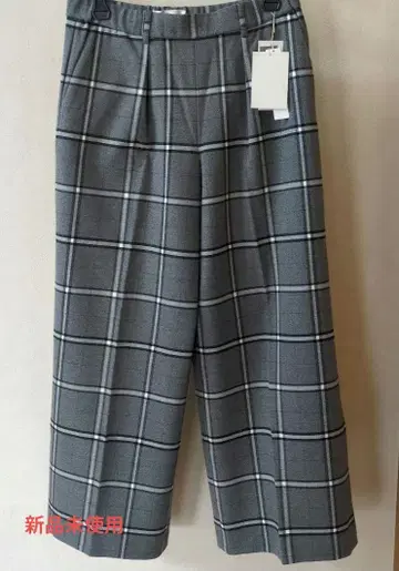 새상품 자유구 체크 와이드 팬츠 허리밴딩 사양