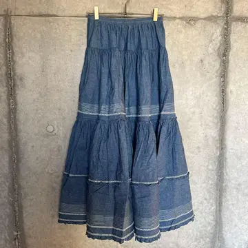 PINK HOUSE 데님 캉캉 스커트 롱 [배송비 포함]