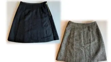 martinique 울 미디 스커트 2장 그레이와 블랙