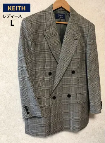 KEITH 여성용 L 글렌체크 더블 테일러드 자켓