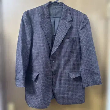 테일러드 자켓 다크 그레이 체크 무늬