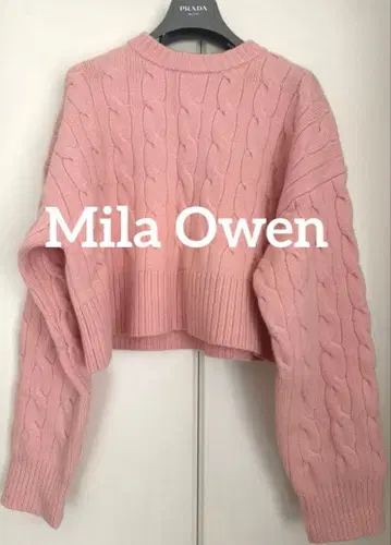 새상품급 밀라오웬 케이블 니트 핑크 상의 스웨터 1회 착용
