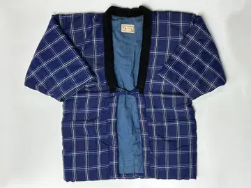 쿠루메 반텐 네이비/화이트 체크 무늬 짱짱코 핸드메이드 일본제