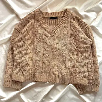 INGNI 잉그 케이블 니트 V넥 베이지 M 사이즈