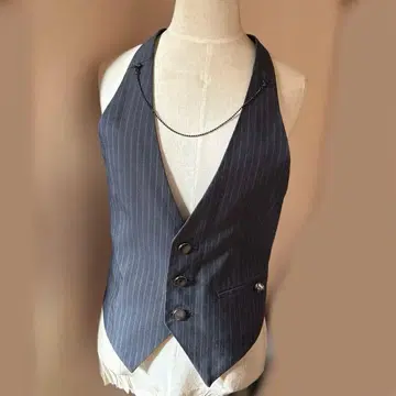 BLACK PEACE NOW 그레이 스트라이프 변형 베스트 홀터넥