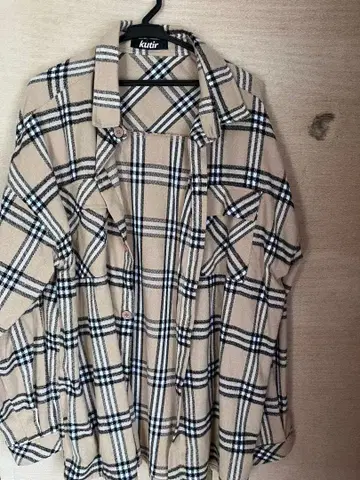플란넬 셔츠 베이지 블랙 체크