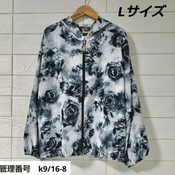 플라워 프린트 후드티 윈드브레이커 점퍼 경량 얇은 소재 가을 장미