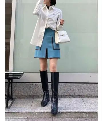 프레이아이디 스퀘어 롱 부츠 블랙 24.5cm