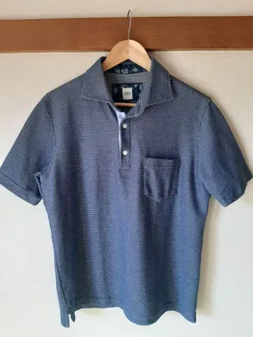 TAKEO KIKUCHI 다크 블루 피케 셔츠