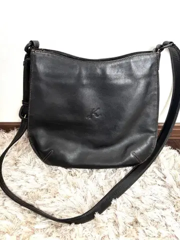 키타무라 K 마크 가죽 숄더백 블랙