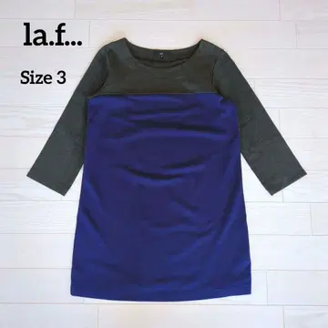 la.f - 라에프 블루&그레이 바이컬러 튜닉 7부 소매 L 사이즈