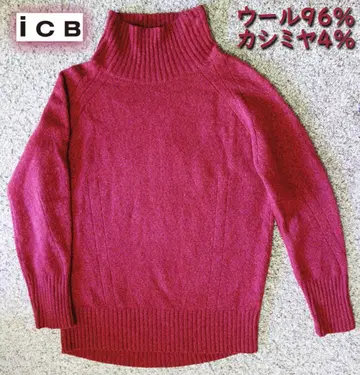 iCB [아이씨비] 캐시미어 혼방 하이넥 니트 보르도 x 퍼플
