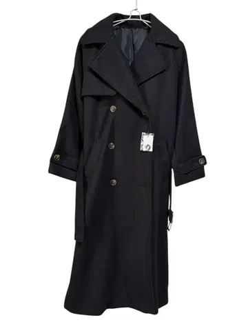 블랙 더블 브레스트 롱 코트