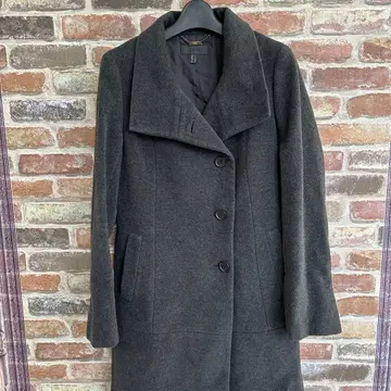 ICB 다크 그레이 울 혼방 피 코트 캐시미어