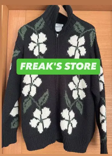 Freaks Store 빅 꽃무늬 지퍼 니트 가디건