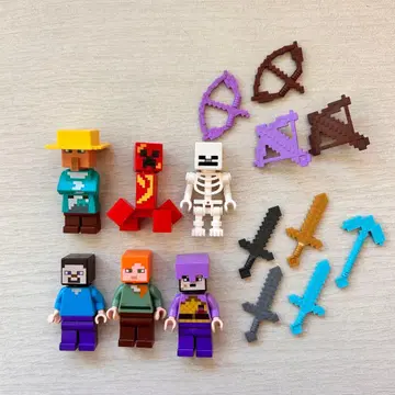 레고 마인크래프트 미니 피규어 주민 크리퍼, 스티브 알렉스 스켈레톤