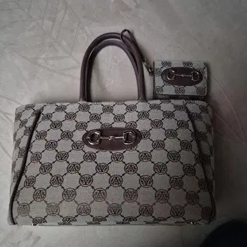 앙코 키누 토트백 브라운 로고 패턴