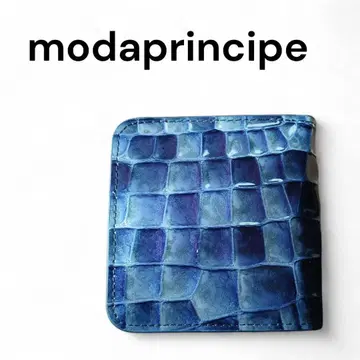 모다프리니페 모다 프린치페 악어 엠보싱 접이식 지갑 블루