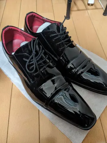 결혼식 신랑용 에나멜 블랙 드레스 슈즈