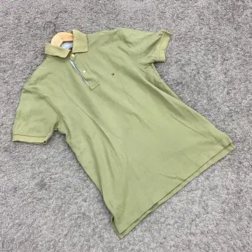 TOMMY HILFIGER 반팔 피케 셔츠 원 포인트 그린 남성용(XS)