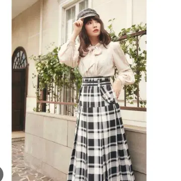 herlipto Pleated Checkered Twill Skirt